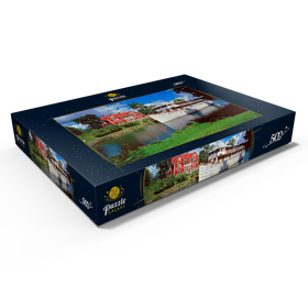 Darstellung des Puzzle Motivs Göta Hotel am Göta Kanal mit dem Kabinenschiff Diana, Borensberg, Östergötland - Puzzleteile: 500