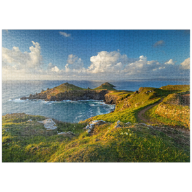 Darstellung des Puzzle-Motivs Coastal Path, Küstenweg an den The Rumps bei Polzeath, Cornwall, England – Puzzleteile: 1000