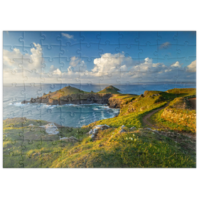 Darstellung des Puzzle Motivs Coastal Path, Küstenweg an den The Rumps bei Polzeath, Cornwall, England - Puzzleteile: 100