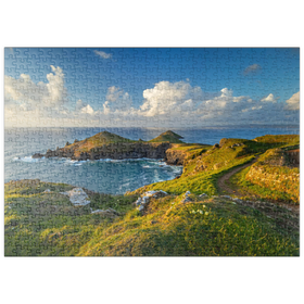 Darstellung des Puzzle-Motivs Coastal Path, Küstenweg an den The Rumps bei Polzeath, Cornwall, England – Puzzleteile: 500