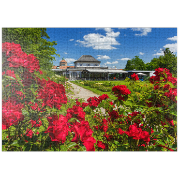 puzzleplate Café im Botanischen Garten zur Zeit der Rosenblüte 1000 Puzzle