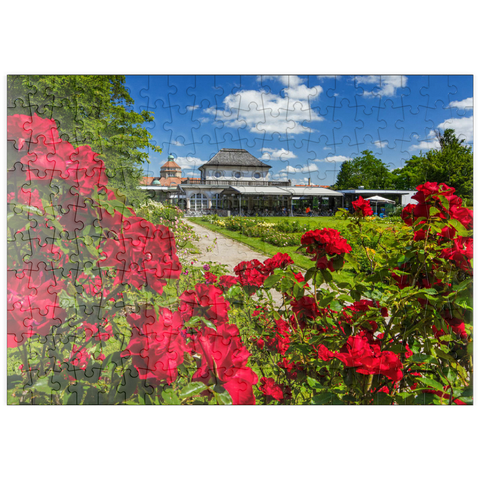 puzzleplate Café im Botanischen Garten zur Zeit der Rosenblüte 200 Puzzle
