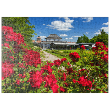 puzzleplate Café im Botanischen Garten zur Zeit der Rosenblüte 500 Puzzle
