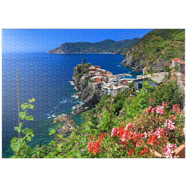 puzzleplate Küstenlandschaft mit Blick auf Vernazza, Italienische Riviera, Cinque Terre, Ligurien, Italien 1000 Puzzle