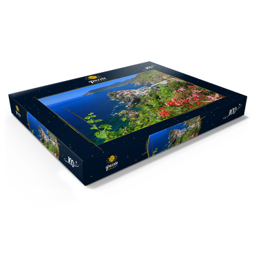 Küstenlandschaft mit Blick auf Vernazza, Italienische Riviera, Cinque Terre, Ligurien, Italien 100 Puzzle Schachtel Ansicht1