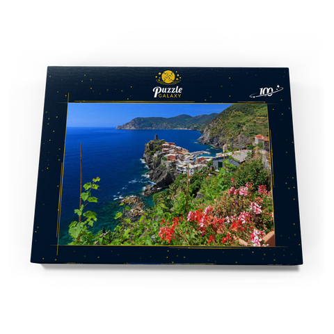 Küstenlandschaft mit Blick auf Vernazza, Italienische Riviera, Cinque Terre, Ligurien, Italien 100 Puzzle Schachtel Ansicht3