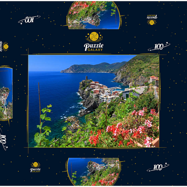 Küstenlandschaft mit Blick auf Vernazza, Italienische Riviera, Cinque Terre, Ligurien, Italien 100 Puzzle Schachtel 3D Modell