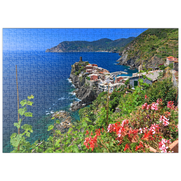 puzzleplate Küstenlandschaft mit Blick auf Vernazza, Italienische Riviera, Cinque Terre, Ligurien, Italien 500 Puzzle