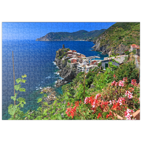 Darstellung des Puzzle Motivs Küstenlandschaft mit Blick auf Vernazza, Italienische Riviera, Cinque Terre - Puzzleteile: 500