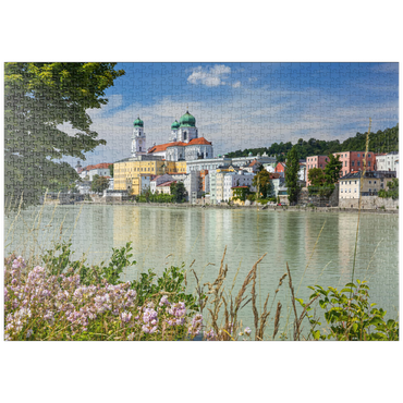 puzzleplate Inn mit dem Dom St. Stephan in Passau, Niederbayern, Bayern, Deutschland 1000 Puzzle