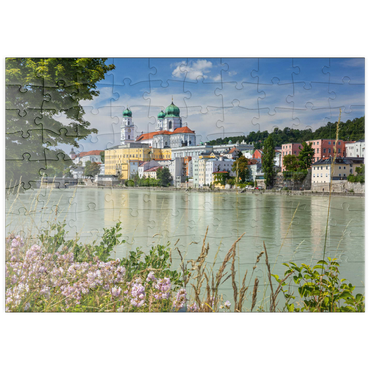 puzzleplate Inn mit dem Dom St. Stephan in Passau, Niederbayern, Bayern, Deutschland 100 Puzzle