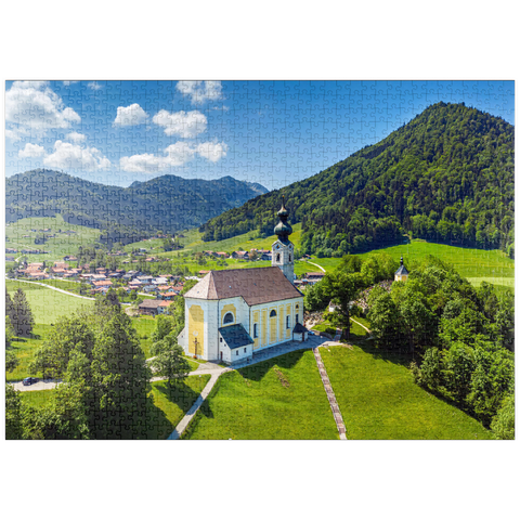 puzzleplate Pfarrkirche St. Georg in Ruhpolding, Chiemgau 1000 Puzzle