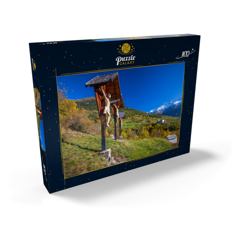 Churburg gegen Stilfser Joch Nationalpark, Schluderns, Vinschgau, Trentino-Südtirol, Italien 100 Puzzle Schachtel Ansicht2