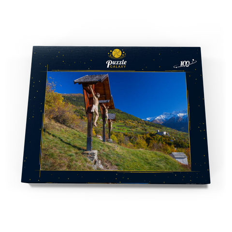 Churburg gegen Stilfser Joch Nationalpark, Schluderns, Vinschgau, Trentino-Südtirol, Italien 100 Puzzle Schachtel Ansicht3