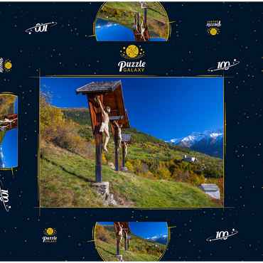 Churburg gegen Stilfser Joch Nationalpark, Schluderns, Vinschgau, Trentino-Südtirol, Italien 100 Puzzle Schachtel 3D Modell