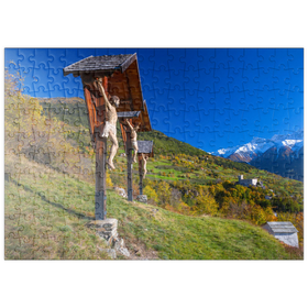Darstellung des Puzzle-Motivs Churburg gegen Stilfser Joch Nationalpark, Schluderns, Vinschgau, Südtirol – Puzzleteile: 200