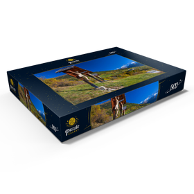 Alternative Darstellung des Puzzle-Motivs Churburg gegen Stilfser Joch Nationalpark, Schluderns, Vinschgau, Südtirol – Puzzleteile: 500