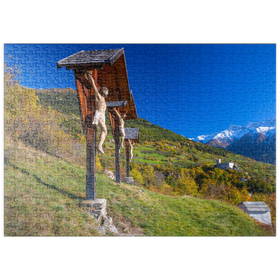 Darstellung des Puzzle-Motivs Churburg gegen Stilfser Joch Nationalpark, Schluderns, Vinschgau, Südtirol – Puzzleteile: 500