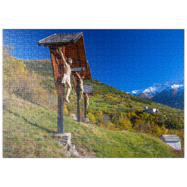puzzleplate Churburg gegen Stilfser Joch Nationalpark, Schluderns, Vinschgau, Trentino-Südtirol, Italien 500 Puzzle