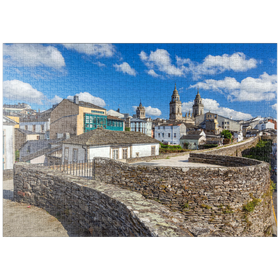 Darstellung des Puzzle-Motivs Römische Stadtmauer von Lugo mit der Kathedrale Santa Maria, Jakobsweg – Puzzleteile: 1000