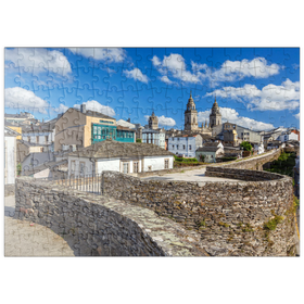 Darstellung des Puzzle Motivs Römische Stadtmauer von Lugo mit der Kathedrale Santa Maria, Jakobsweg - Puzzleteile: 200
