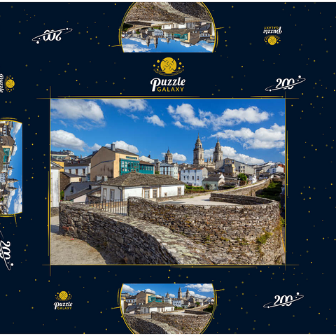 Römische Stadtmauer von Lugo mit der Kathedrale Santa Maria, Jakobsweg Camino de Santiago 200 Puzzle Schachtel 3D Modell