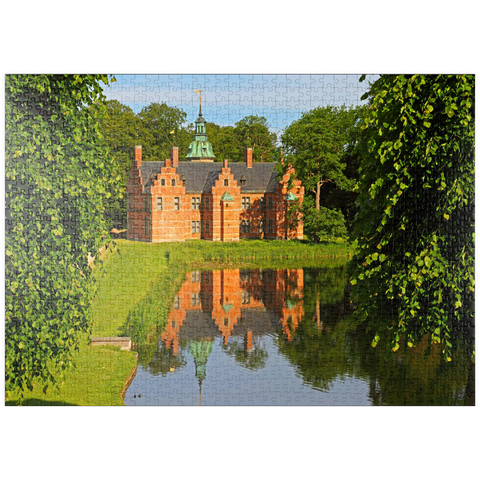puzzleplate Schlosspavillon im Park des Wasserschlosses Frederiksborg, Hilleröd, Seeland, Dänemark 1000 Puzzle