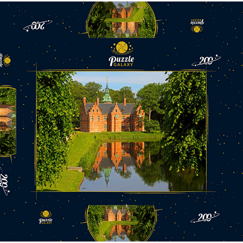 Schlosspavillon im Park des Wasserschlosses Frederiksborg, Hilleröd, Seeland, Dänemark 200 Puzzle Schachtel 3D Modell