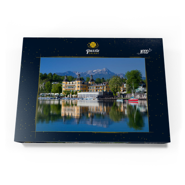 Schlosshotel am See gegen Mittagskogel (2143m), Velden, Wörther See, Kärnten, Österreich 1000 Puzzle Schachtel Ansicht3