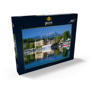 Schlosshotel am See gegen Mittagskogel (2143m), Velden, Wörther See, Kärnten, Österreich 200 Puzzle Schachtel Ansicht2