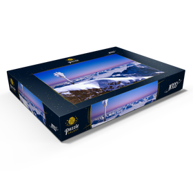 Darstellung des Puzzle Motivs Gipfelkreuz der Zugspitze gegen Bayerische- und Österreichische Alpen - Puzzleteile: 1000