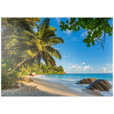 puzzleplate Granitfelsen am Carana Beach in der Carana Bay, Seychellen 1000 Puzzle