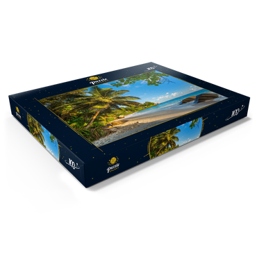 Granitfelsen am Carana Beach in der Carana Bay, Seychellen 100 Puzzle Schachtel Ansicht1