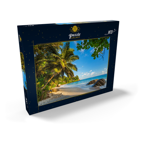 Granitfelsen am Carana Beach in der Carana Bay, Seychellen 100 Puzzle Schachtel Ansicht2