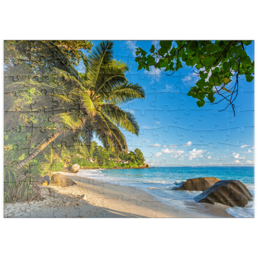 puzzleplate Granitfelsen am Carana Beach in der Carana Bay, Seychellen 100 Puzzle