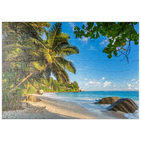 puzzleplate Granitfelsen am Carana Beach in der Carana Bay, Seychellen 100 Puzzle