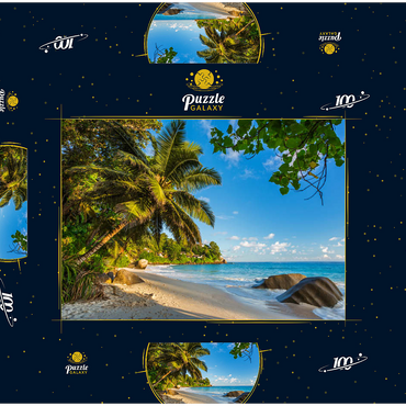 Granitfelsen am Carana Beach in der Carana Bay, Seychellen 100 Puzzle Schachtel 3D Modell