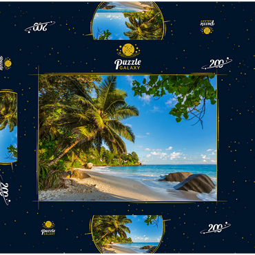 Granitfelsen am Carana Beach in der Carana Bay, Seychellen 200 Puzzle Schachtel 3D Modell
