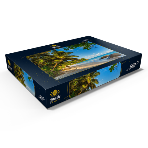 Granitfelsen am Carana Beach in der Carana Bay, Seychellen 500 Puzzle Schachtel Ansicht1