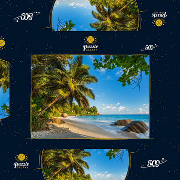 Granitfelsen am Carana Beach in der Carana Bay, Seychellen 500 Puzzle Schachtel 3D Modell