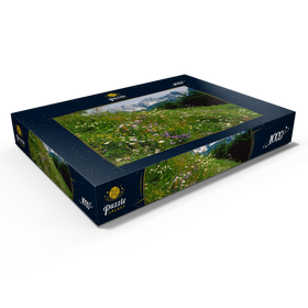 Darstellung des Puzzle Motivs Blumenwiese mit Blick zum Wilden Kaiser, Tirol, Österreich - Puzzleteile: 1000