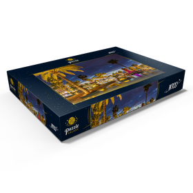 Alternative Darstellung des Puzzle-Motivs Brunnen mit Palmen am Abend, Aqaba, Golf von Aqaba, Jordanien – Puzzleteile: 1000