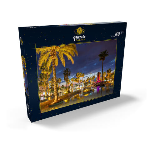 Brunnen mit Palmen am Abend, Aqaba, Golf von Aqaba, Jordanien 100 Puzzle Schachtel Ansicht2