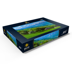 Alternative Darstellung des Puzzle-Motivs Flumserberg mit Blick zu den Churfirsten (2306m), Kanton St. Gallen, Schweiz – Puzzleteile: 1000