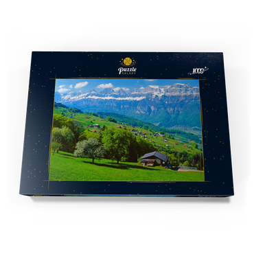 Flumserberg mit Blick zu den Churfirsten (2306m), Kanton St. Gallen, Schweiz 1000 Puzzle Schachtel Ansicht3