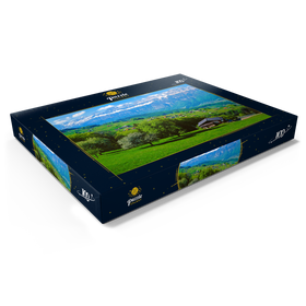 Darstellung des Puzzle Motivs Flumserberg mit Blick zu den Churfirsten (2306m), Kanton St. Gallen, Schweiz - Puzzleteile: 100