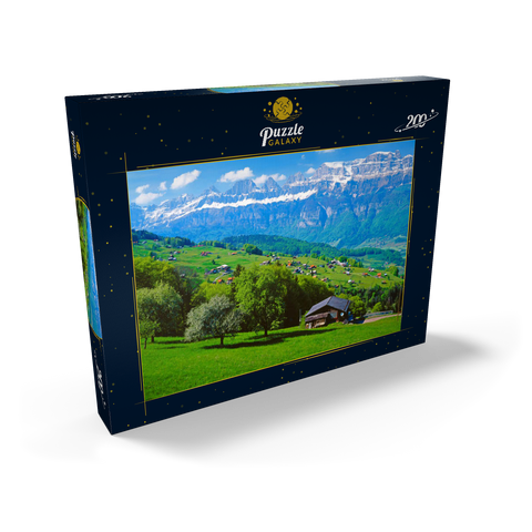 Flumserberg mit Blick zu den Churfirsten (2306m), Kanton St. Gallen, Schweiz 200 Puzzle Schachtel Ansicht2