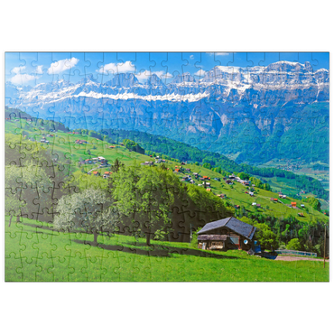 puzzleplate Flumserberg mit Blick zu den Churfirsten (2306m), Kanton St. Gallen, Schweiz 200 Puzzle