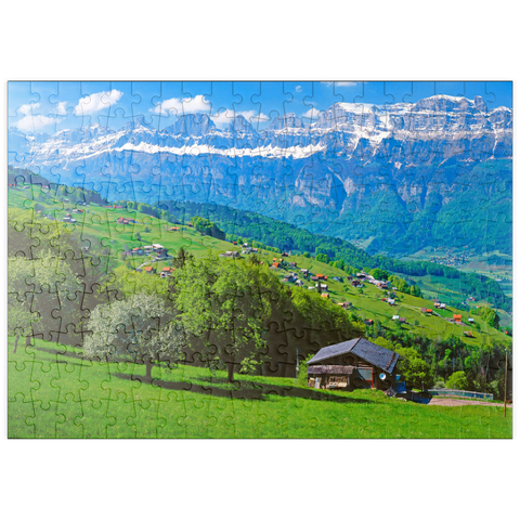 puzzleplate Flumserberg mit Blick zu den Churfirsten (2306m), Kanton St. Gallen, Schweiz 200 Puzzle