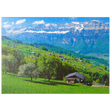puzzleplate Flumserberg mit Blick zu den Churfirsten (2306m), Kanton St. Gallen, Schweiz 500 Puzzle